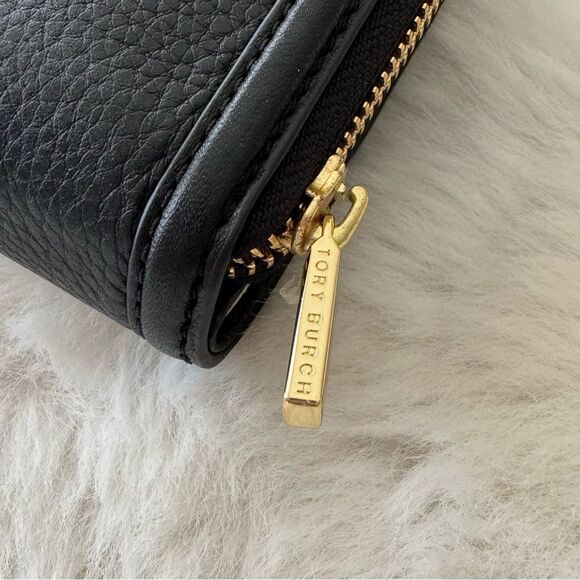 Tory Burch Amanda Trifold Compact Wallet with Zip-around Pouch Black - Picture 10 of 14